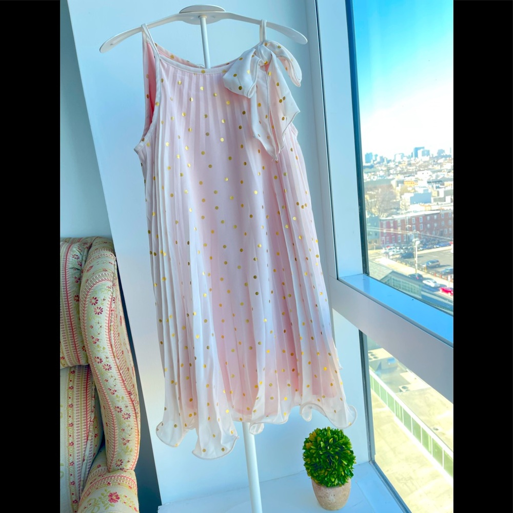 Zunie Sleeveless Gold Polka Dots Mesh Fairy Dress
